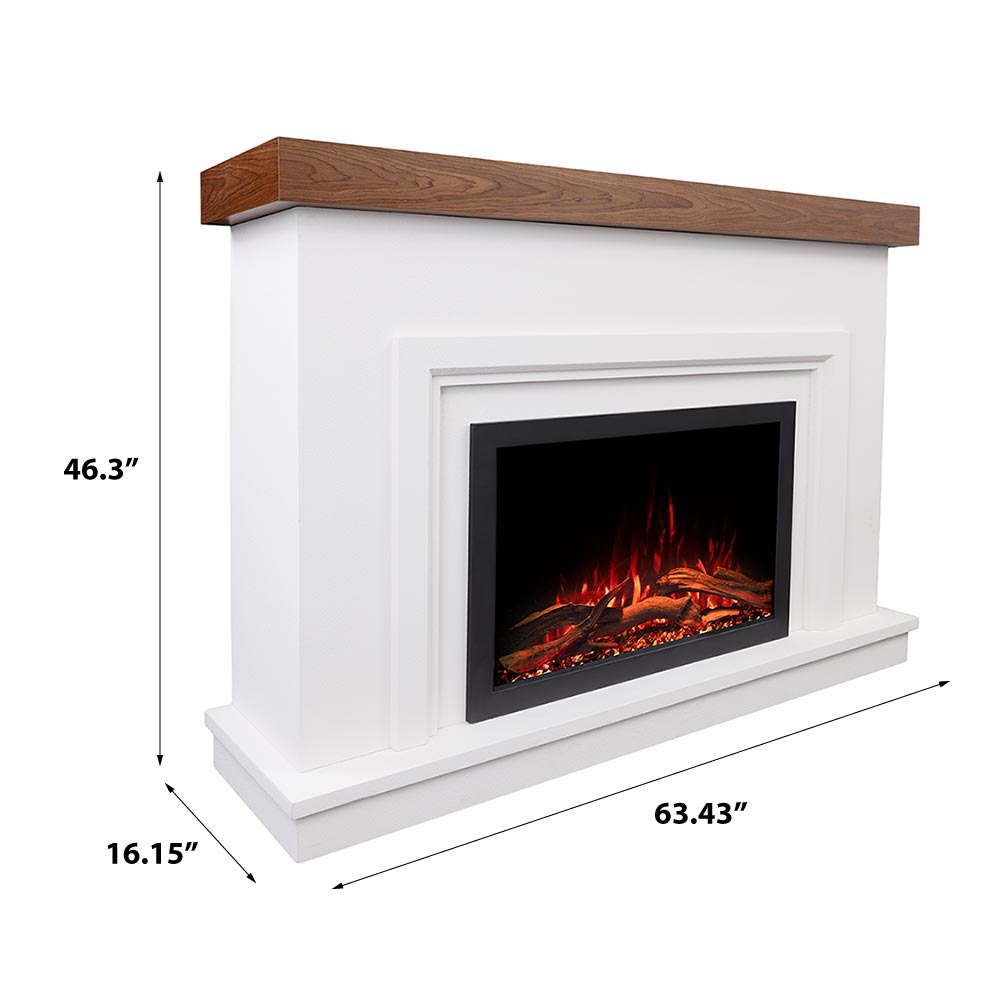 Leila Modern Stone Mantel & 33" Firebox line art
