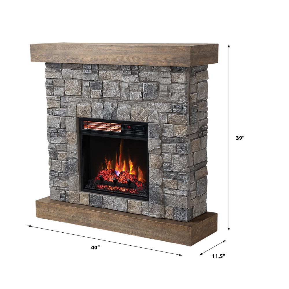 Raeford Stone Mantel & 18" Firebox line art