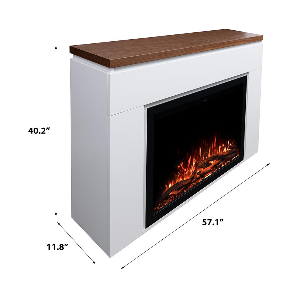 Sabrina White Mantel & 38" Firebox line art