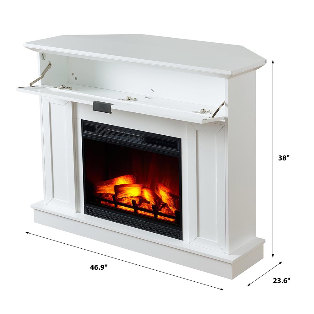 Tillary White Corner Mantel & 23" Firebox line art