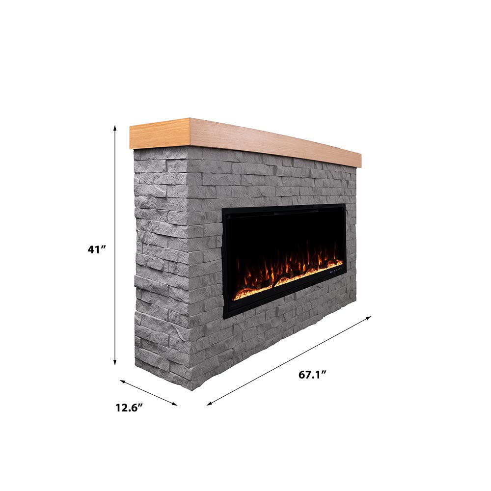 Wyman Linear Stone Mantel & 50" Firebox line art