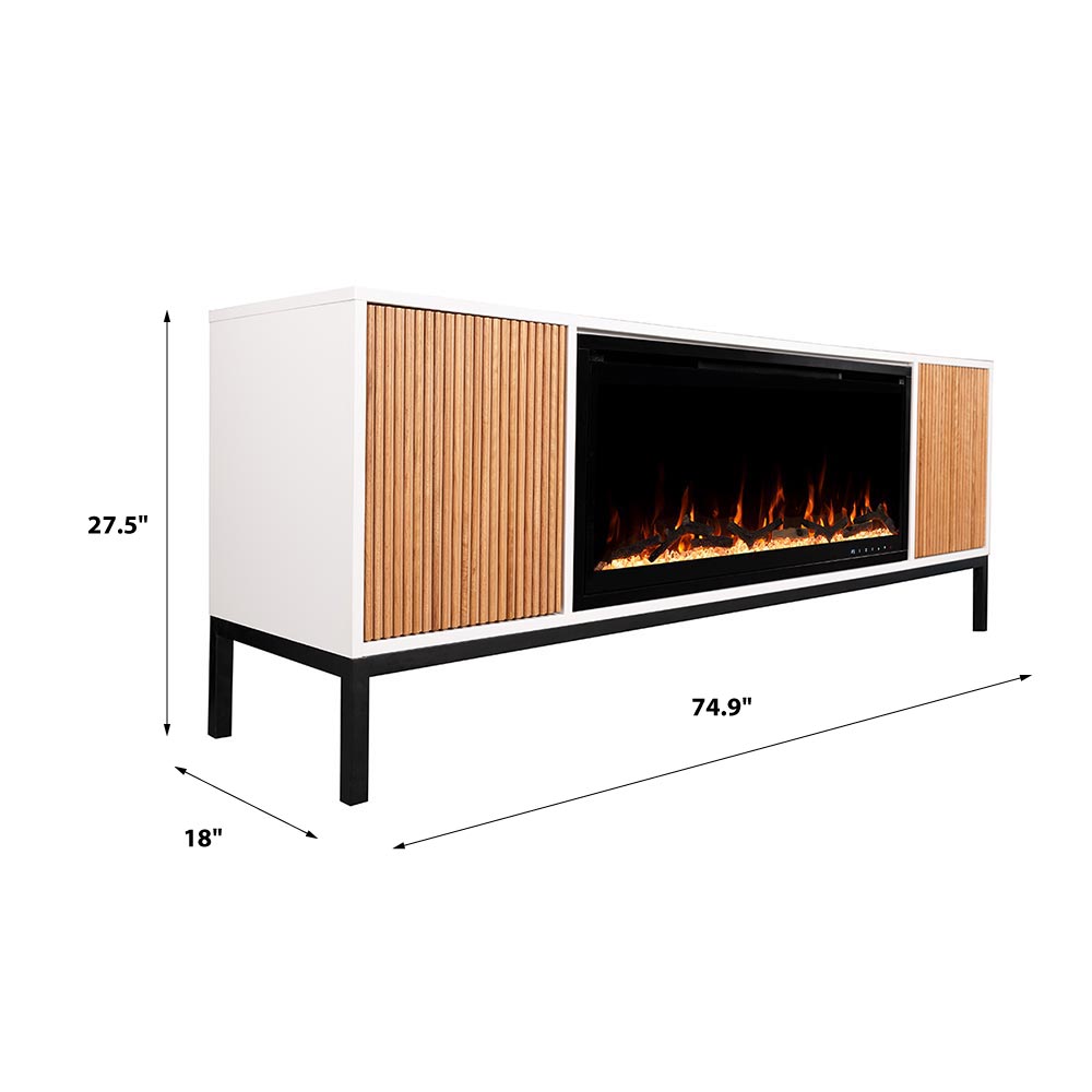 Emory 74" TV Stand & 42" Firebox line art